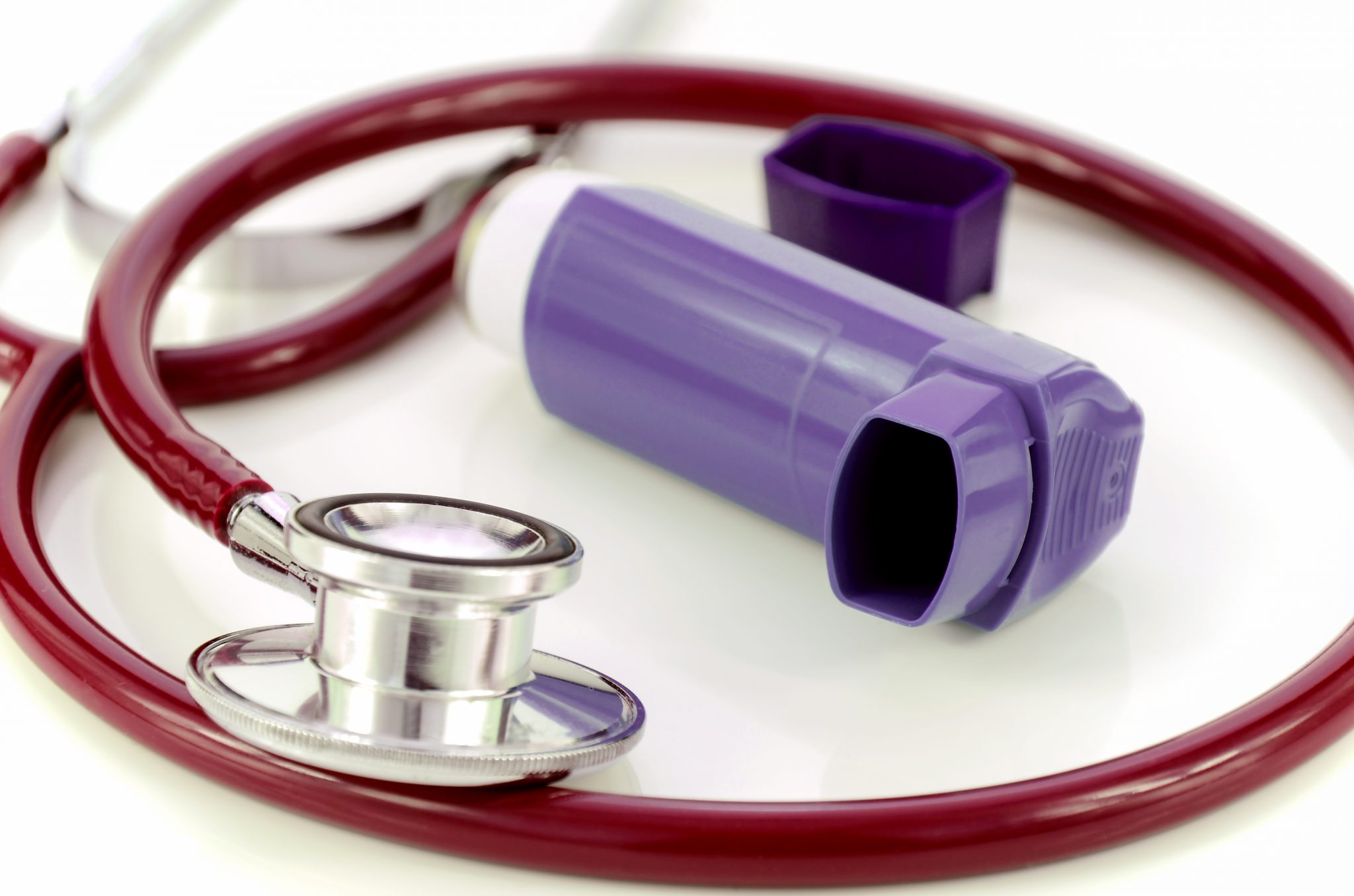 asthma inhaler and stethoscope